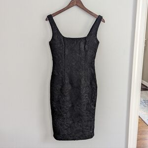 Women's David Meister Black Sheath Dress 0 Cocktail Formal Embroidered